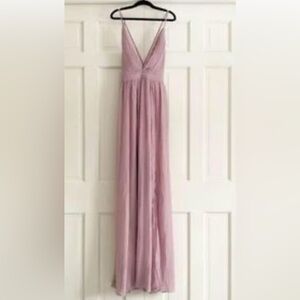 Lulu’s Ballroom Bliss, floor length w/side slit, color dusty lilac, size XS